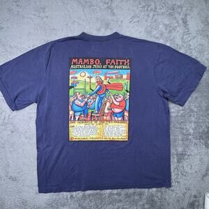 Vintage 90s Mambo Australia Shirt Football Jesus Pies & Beer Tee Mens XL Crew Nk